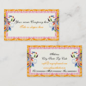 Rainbow-Scrollblattorange, rosa Damast-Ränder Visitenkarte (Vorne/Hinten)