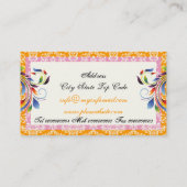 Rainbow-Scrollblattorange, rosa Damast-Ränder Visitenkarte (Rückseite)