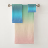 Rainbow Seashore Beach in Gradient Stripes Badhandtuch Set (Insitu)