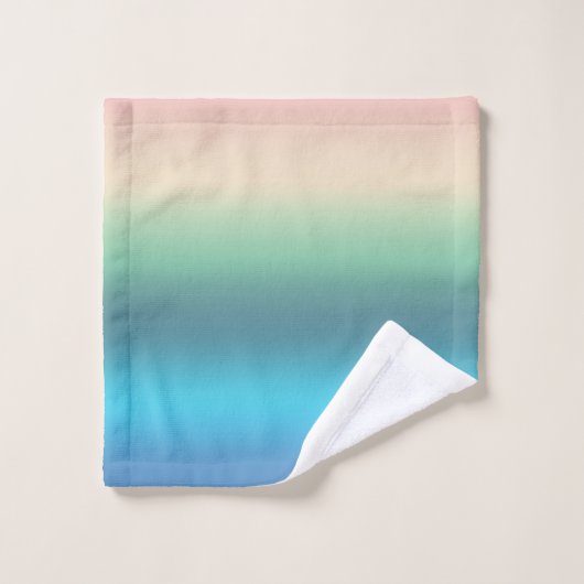 Rainbow Seashore Beach in Gradient Stripes Badhandtuch Set (Waschlappen)