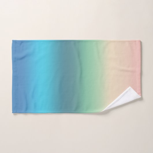 Rainbow Seashore Beach in Gradient Stripes Badhandtuch Set (Handtuch)