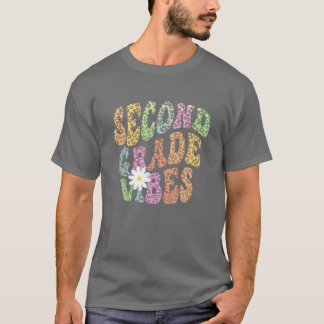 Rainbow SECOND GRADE VIBES Retro 2Nd Gr Leopard Pr T-Shirt