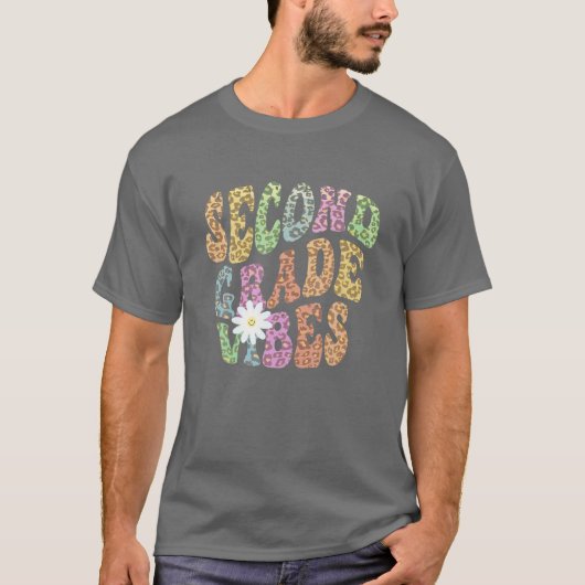 Rainbow SECOND GRADE VIBES Retro 2Nd Gr Leopard Pr T-Shirt (Vorderseite)