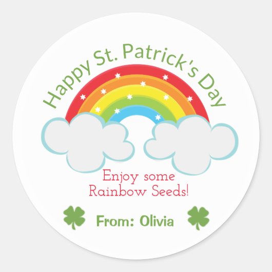 Rainbow Seeds St. Patrick's Day Custom Aufkleber (Vorderseite)