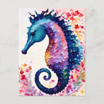 Rainbow Seepferd floral Art