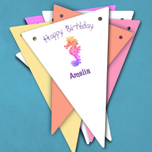Rainbow Seepferd Geburtstag Personalisiert Wimpelkette