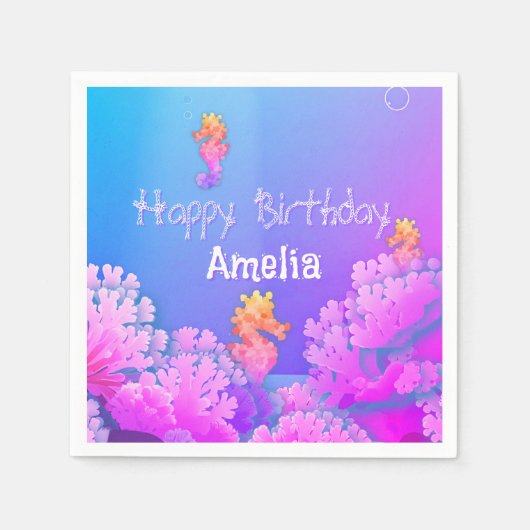 Rainbow Seepferd Personalisiert Paper Napkin Serviette (Vorderseite)