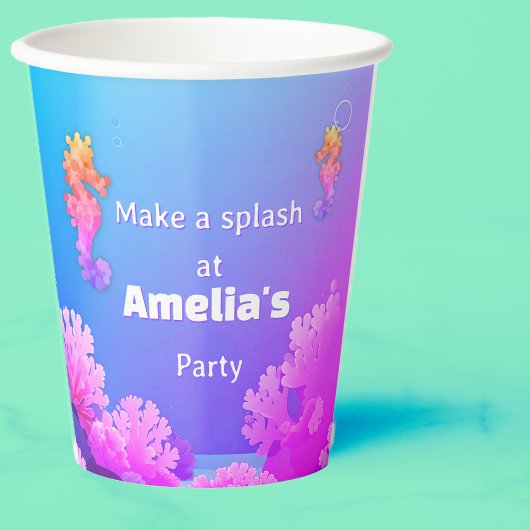 Rainbow-Seepferd Personalisiertes Party Pappbecher