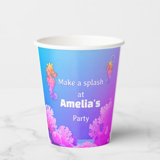 Rainbow-Seepferd Personalisiertes Party Pappbecher (Vorderseite)