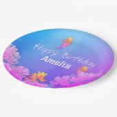 Rainbow-Seepferd Personalisiertes Party Pappteller (Schrägansicht)