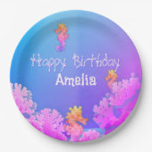 Rainbow-Seepferd Personalisiertes Party Pappteller (Vorderseite)