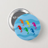 Rainbow-Seepferde Button (Vorne & Hinten)