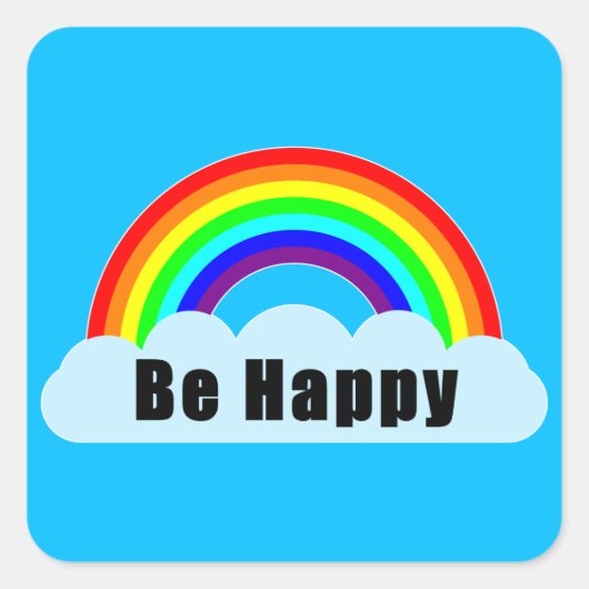RAINBOW - Sei glücklich Quadratischer Aufkleber (Vorderseite)