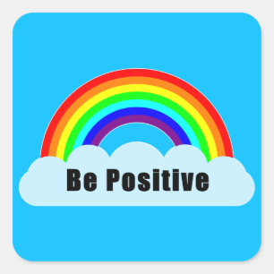 RAINBOW - Sei positiv Quadratischer Aufkleber