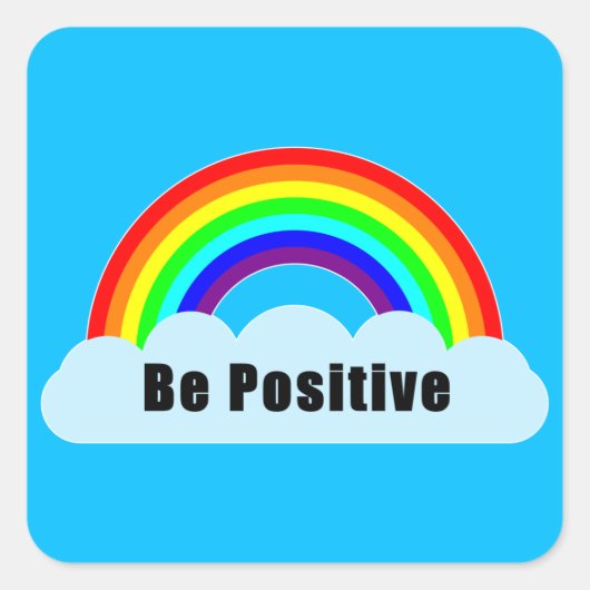 RAINBOW - Sei positiv Quadratischer Aufkleber (Vorderseite)