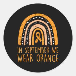 Rainbow September We Wear Orange Leukemia Awarenes Runder Aufkleber