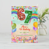 Rainbow Sequin Glitter 67 St Patrick Birthday Einladung (Stehend Vorderseite)