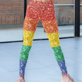 Rainbow Sequin Glitzer Look Stripes Prix Leggings