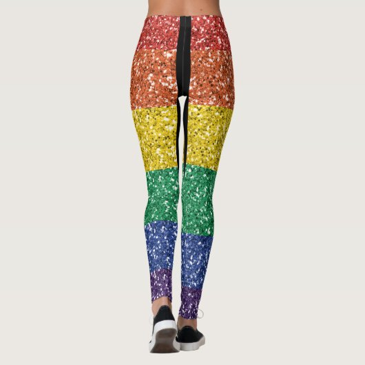 Rainbow Sequin Glitzer Look Stripes Prix Leggings (Rückseite)