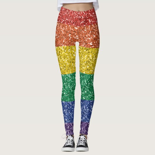 Rainbow Sequin Glitzer Look Stripes Prix Leggings (Vorderseite)