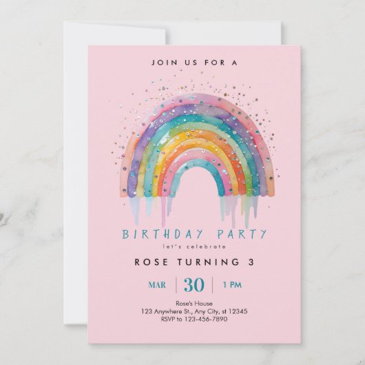 Rainbow-Sequin-Party Einladung (Vorderseite)
