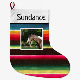 Rainbow Serape Custom Horse 1 Foto Großer Weihnachtsstrumpf