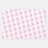 Rainbow Shades Two Linked Hearts Pattern Geschenkpapier Set (Vorderseite 3)