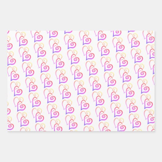 Rainbow Shades Two Linked Hearts Pattern Geschenkpapier Set (Vorderseite 3)