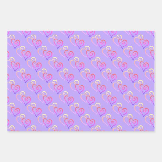 Rainbow Shades Two Linked Hearts Pattern Geschenkpapier Set (Vorderseite 2)