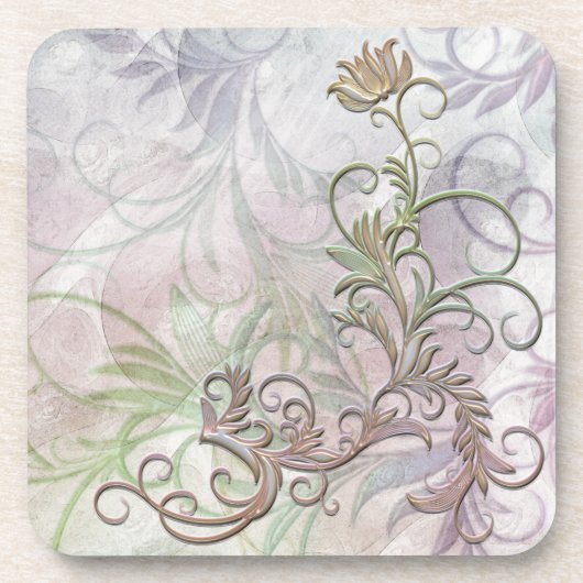 Rainbow Shadow Floral Corkback Untersetzer Sets (Vorderseite)