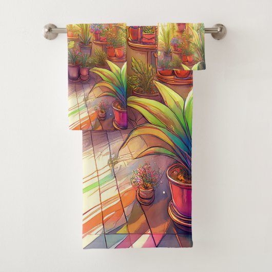 Rainbow Shadows Pflanze Room Badhandtuch Set (Insitu)