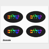 Rainbow Shalom Ovaler Aufkleber (Blatt)