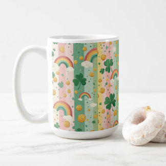 Rainbow Shamrocks Irish Pastel Lucky Pink Green  Kaffeetasse