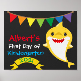 Rainbow Shark Erster Tag der Schule Poster