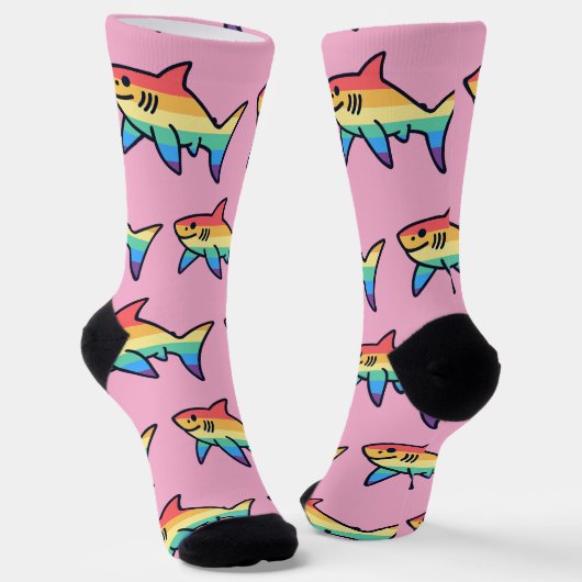 Rainbow Shark Pride - Kawaii Nautical LGBTQ+ Socken (Gewinkelt)