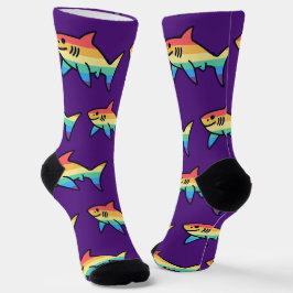 Rainbow Shark Pride - Kawaii Nautical LGBTQ+ Socken