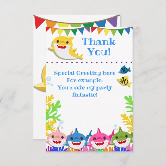 Rainbow Sharks Geburtstagsfeier Danke (Vorne/Hinten)