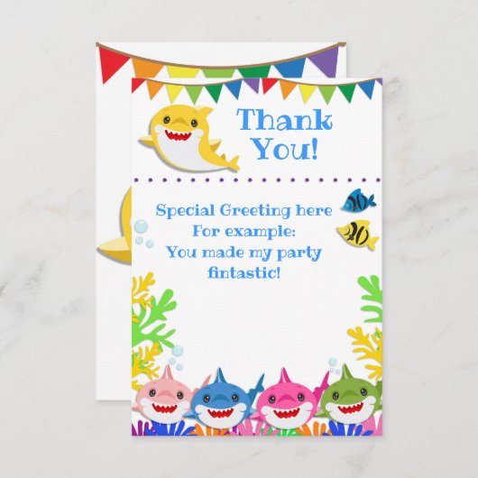 Rainbow Sharks Geburtstagsfeier Dankeskarte (Vorne/Hinten)