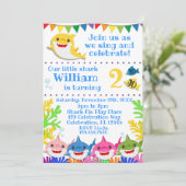 Rainbow Sharks Geburtstagsfeier Einladung (Stehend Vorderseite)