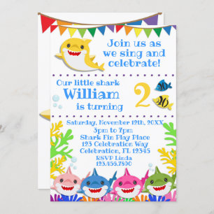 Rainbow Sharks Geburtstagsfeier Einladung
