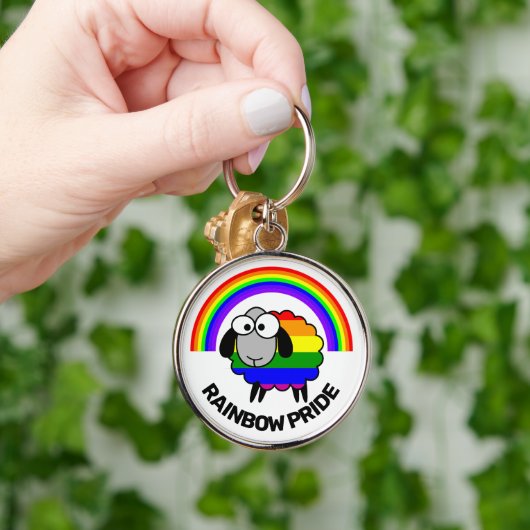Rainbow Sheep Button Schlüsselanhänger (Hand)