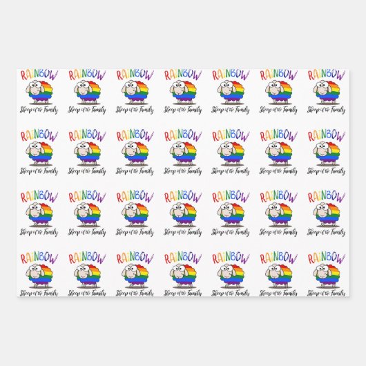 Rainbow Sheep Wrapping Paper Flat Sheet Set 3 Geschenkpapier Set (Vorderseite)
