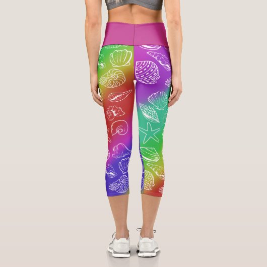 Rainbow Shellfish Muster - Name Capri Leggings (Rückseite)