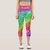 Rainbow Shellfish Muster - Name Capri Leggings (Vorderseite)