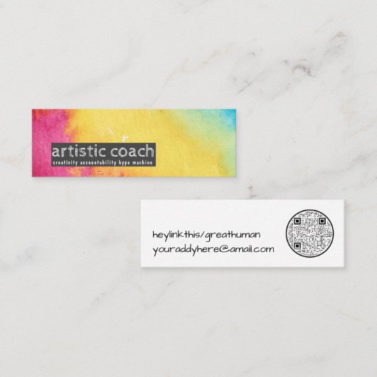 Rainbow Sherbet Artistic QR Code Stick Card Mini Visitenkarte (Vorne/Hinten)