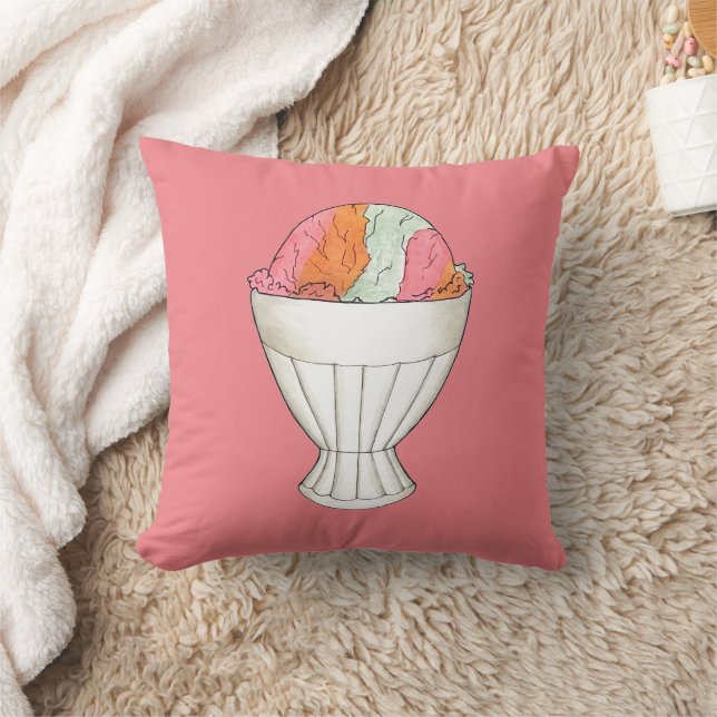 Rainbow Sherbet Ice Cream Sorbet Dessert Coral Kissen (Decke)
