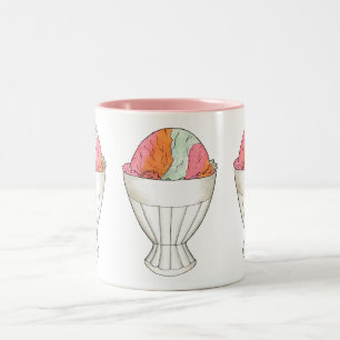 Rainbow Sherbet Ice Cream Sorbet Dessert Scoop Zweifarbige Tasse