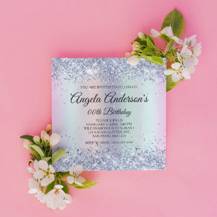 Rainbow Shimmer Holo Glitzer Leopard Geburtstag Einladung