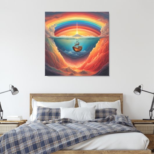 Rainbow Ship AI art Leinwanddruck (Insitu (Schlafzimmer))