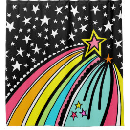 Rainbow Shooting Star Space Duschvorhang